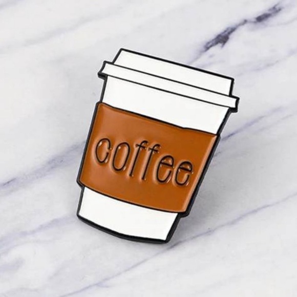COFFEE coffee cup enamel fashion statement pin new - Picture 2 of 3